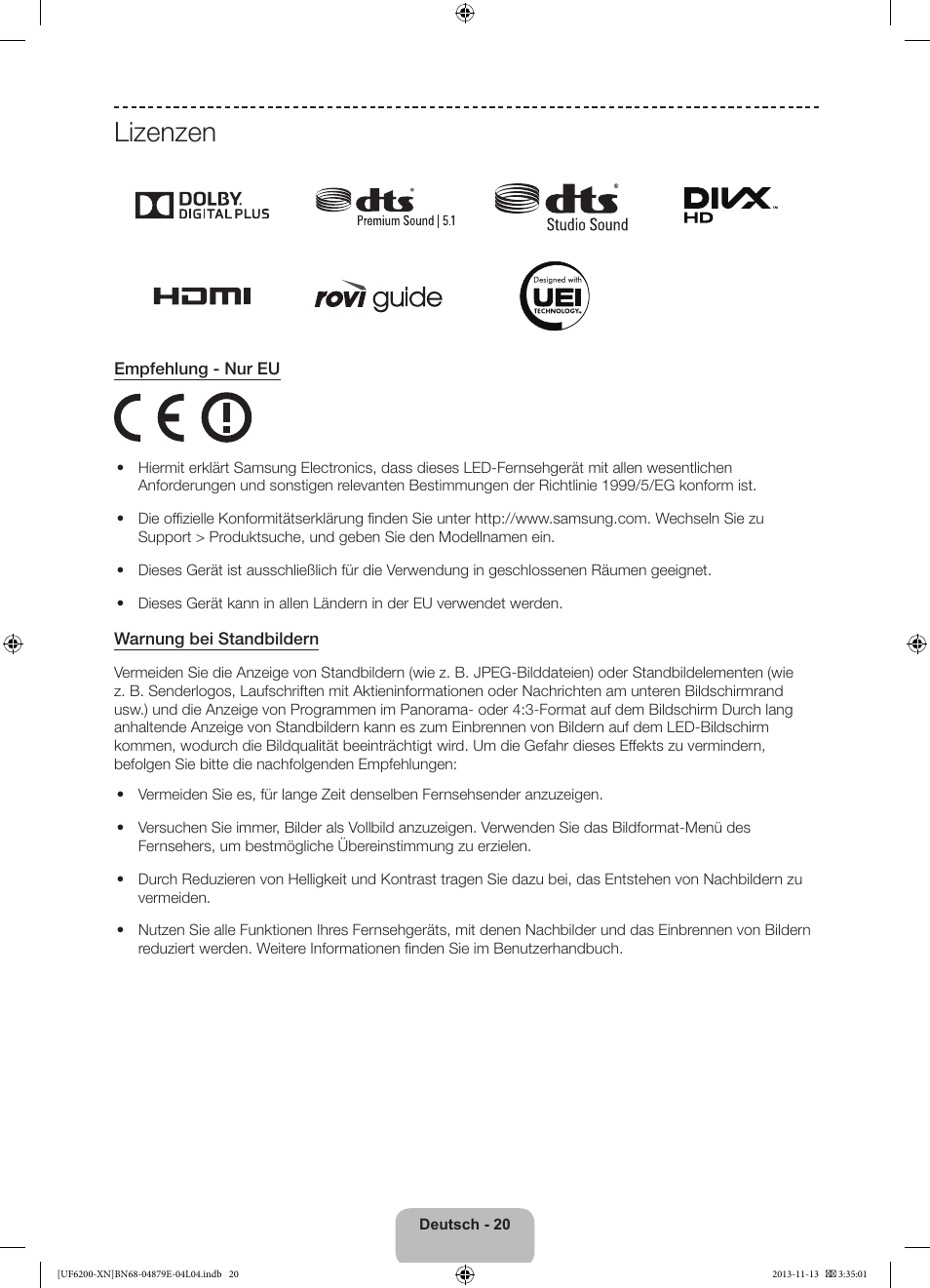 Lizenzen | Samsung UE32F6200AW User Manual | Page 60 / 81