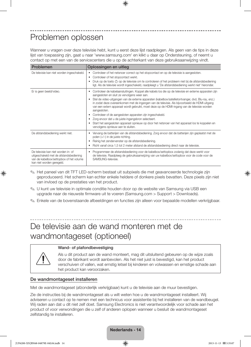 Problemen oplossen | Samsung UE32F6200AW User Manual | Page 74 / 81