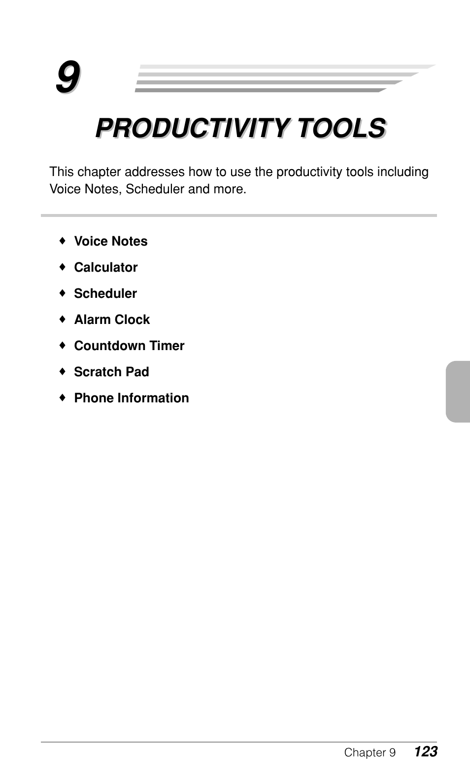 Productivity tools | Audiovox CDM-9900 User Manual | Page 125 / 162