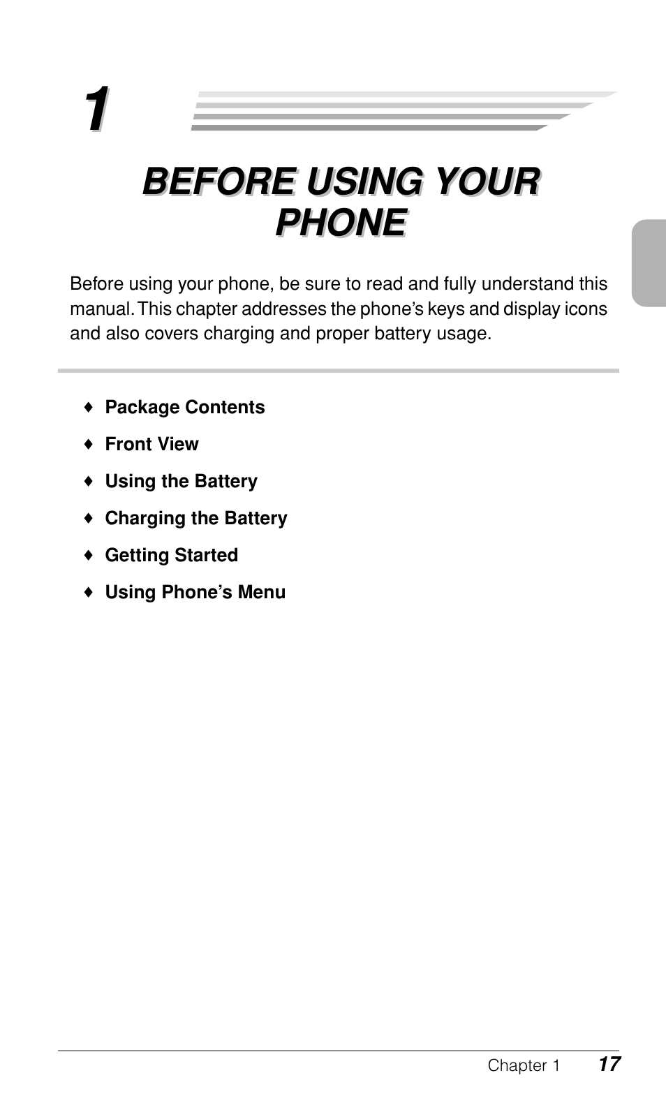 Before using your phone | Audiovox CDM-9900 User Manual | Page 19 / 162