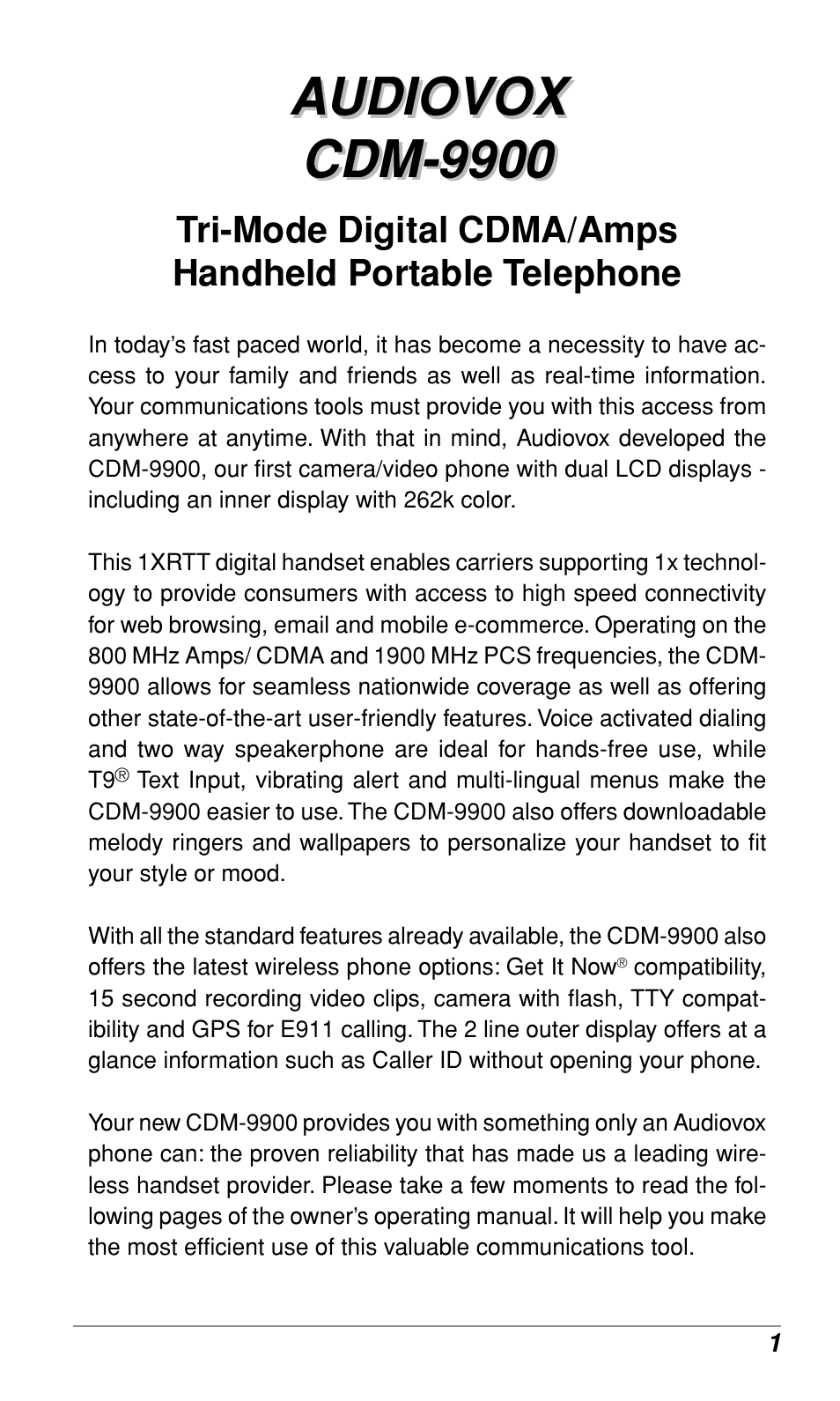 Audiovox CDM-9900 User Manual | Page 3 / 162