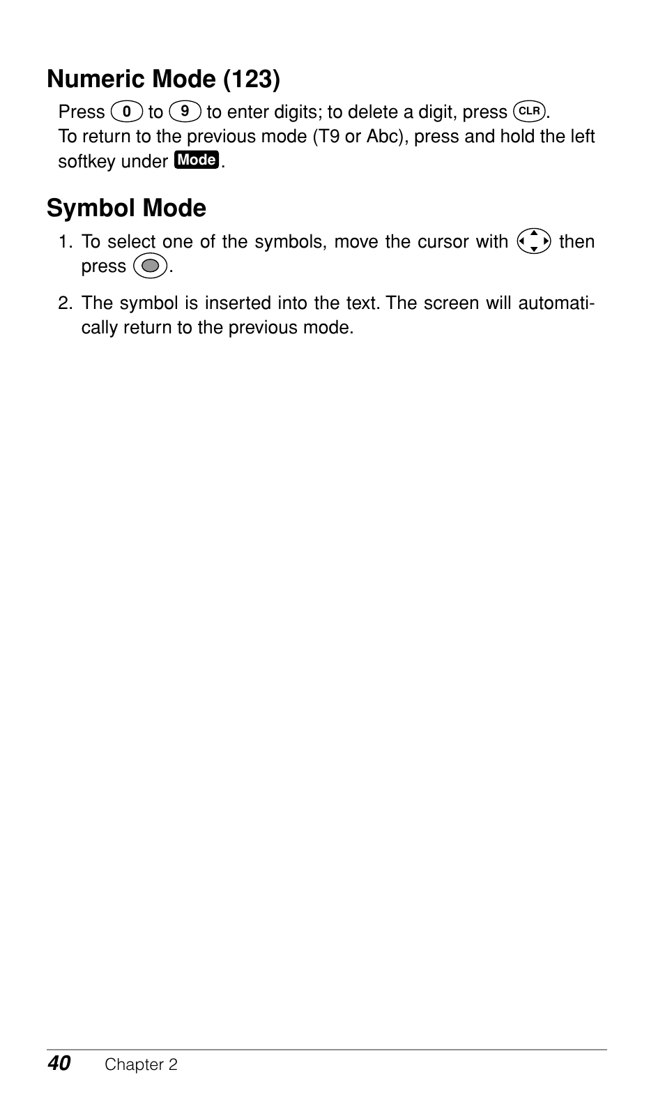 Numeric mode (123), Symbol mode | Audiovox CDM-9900 User Manual | Page 42 / 162