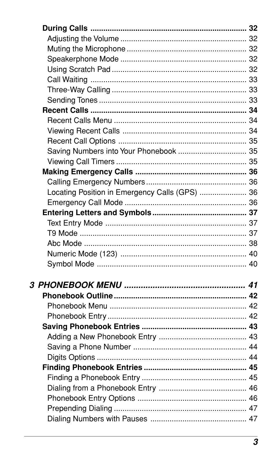3 phonebook menu | Audiovox CDM-9900 User Manual | Page 5 / 162