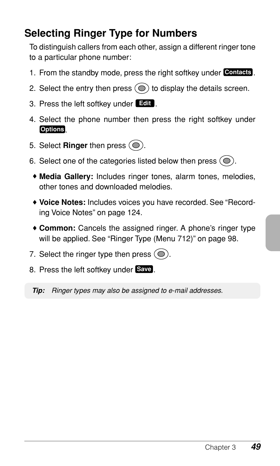 Selecting ringer type for numbers | Audiovox CDM-9900 User Manual | Page 51 / 162