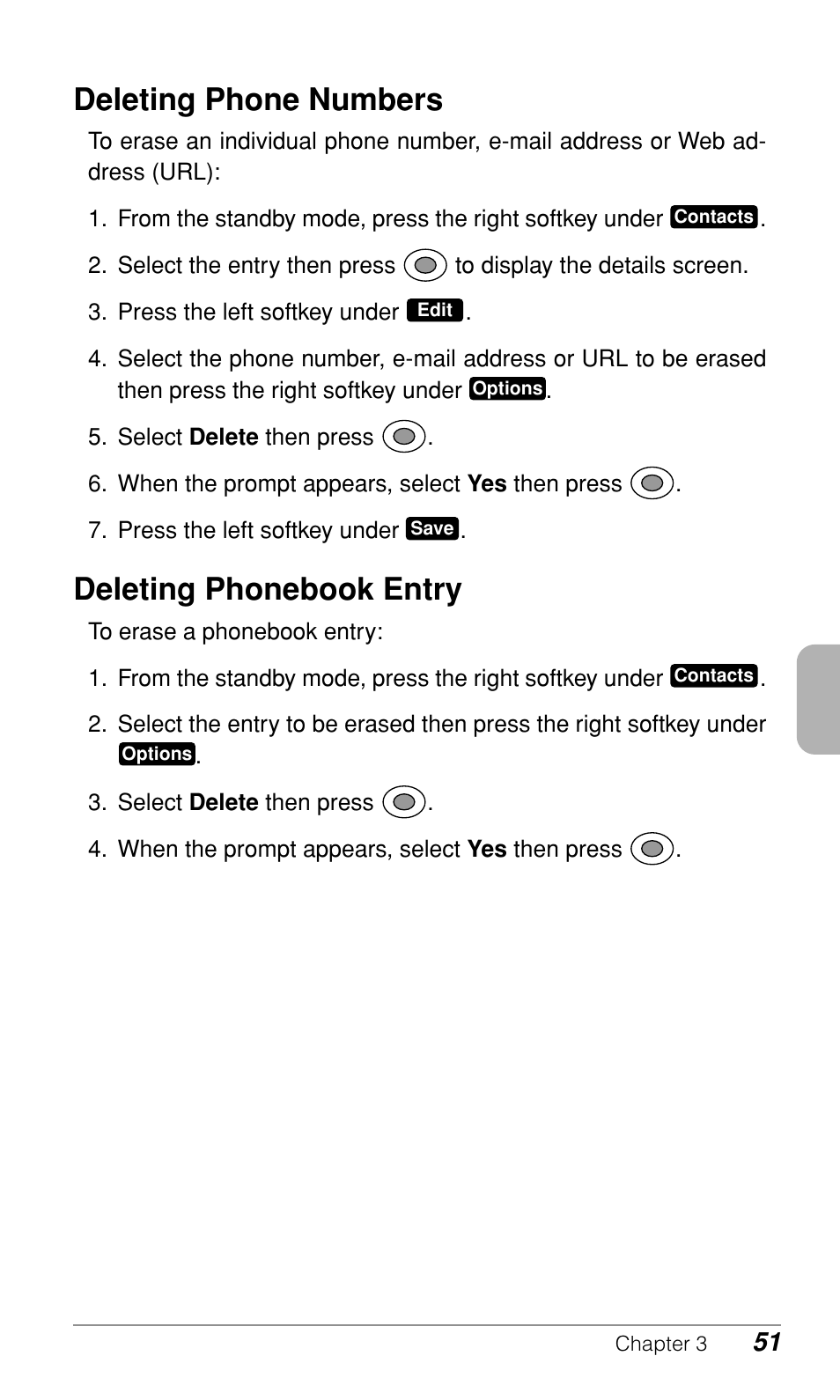 Deleting phone numbers, Deleting phonebook entry | Audiovox CDM-9900 User Manual | Page 53 / 162