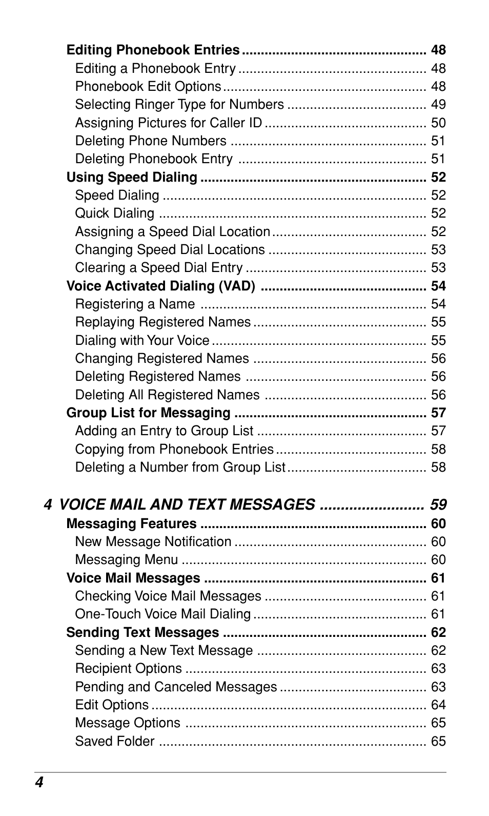 4 voice mail and text messages | Audiovox CDM-9900 User Manual | Page 6 / 162