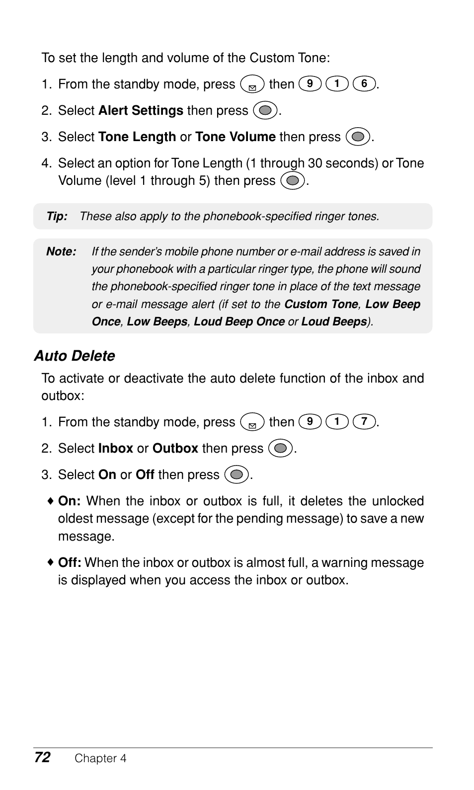 Auto delete | Audiovox CDM-9900 User Manual | Page 74 / 162