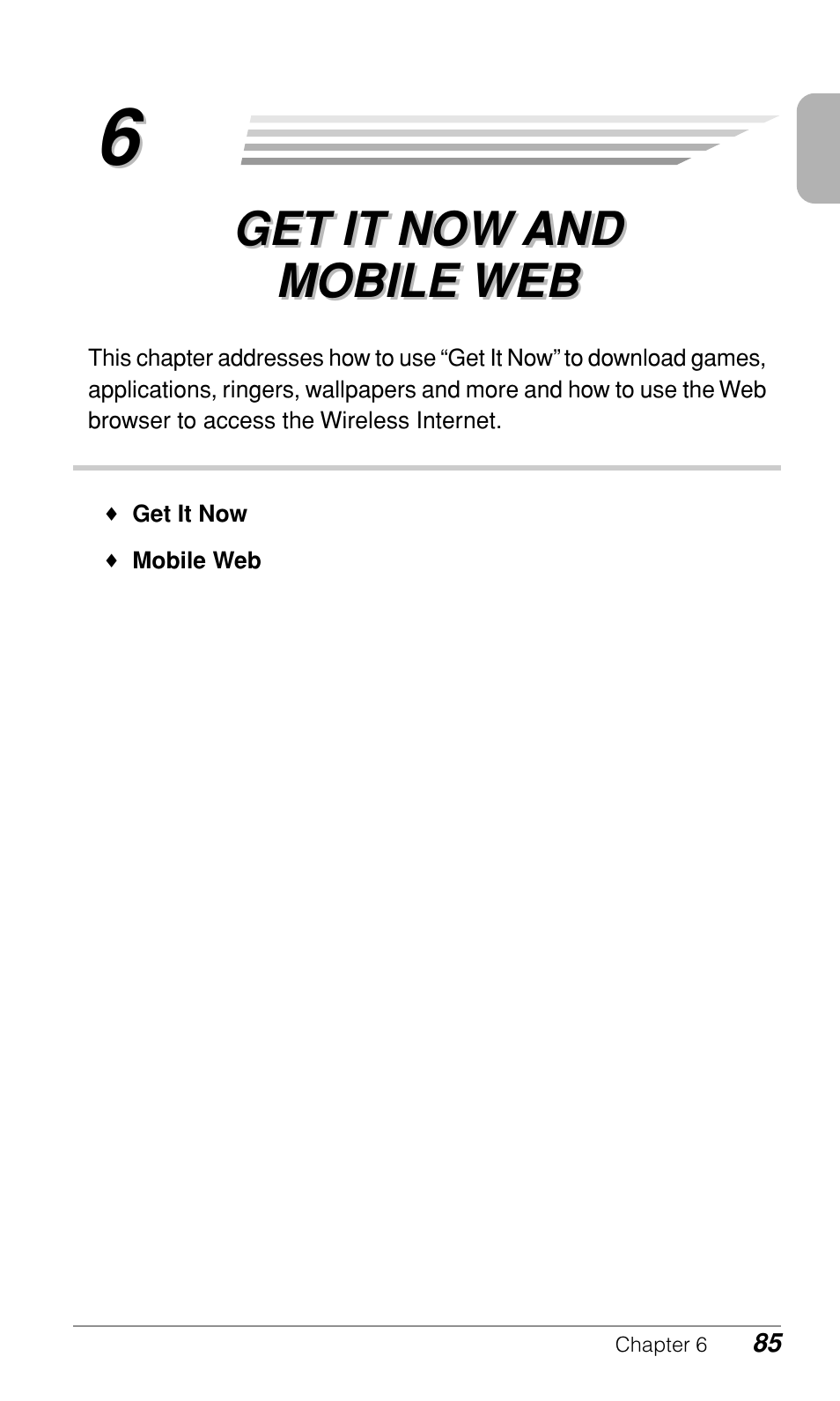 Get it now and mobile web | Audiovox CDM-9900 User Manual | Page 87 / 162