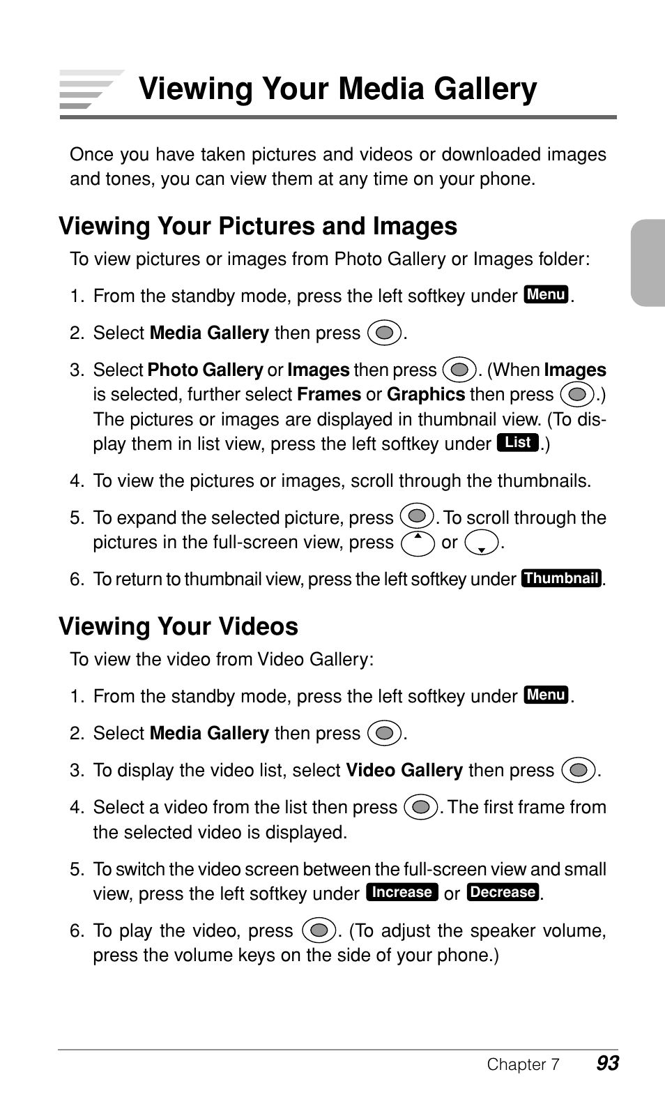 Viewing your media gallery, Viewing your pictures and images, Viewing your videos | Audiovox CDM-9900 User Manual | Page 95 / 162