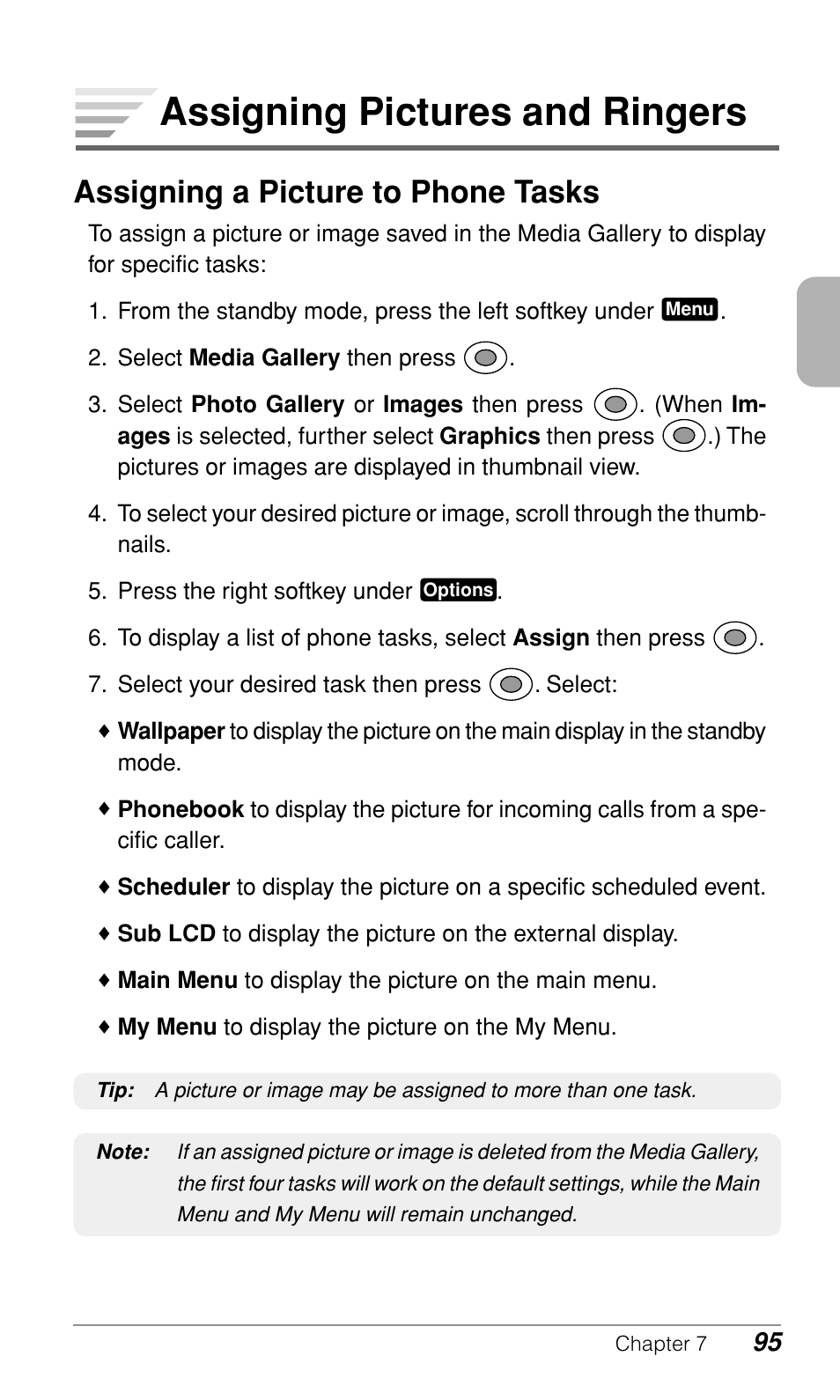 Assigning pictures and ringers, Assigning a picture to phone tasks | Audiovox CDM-9900 User Manual | Page 97 / 162