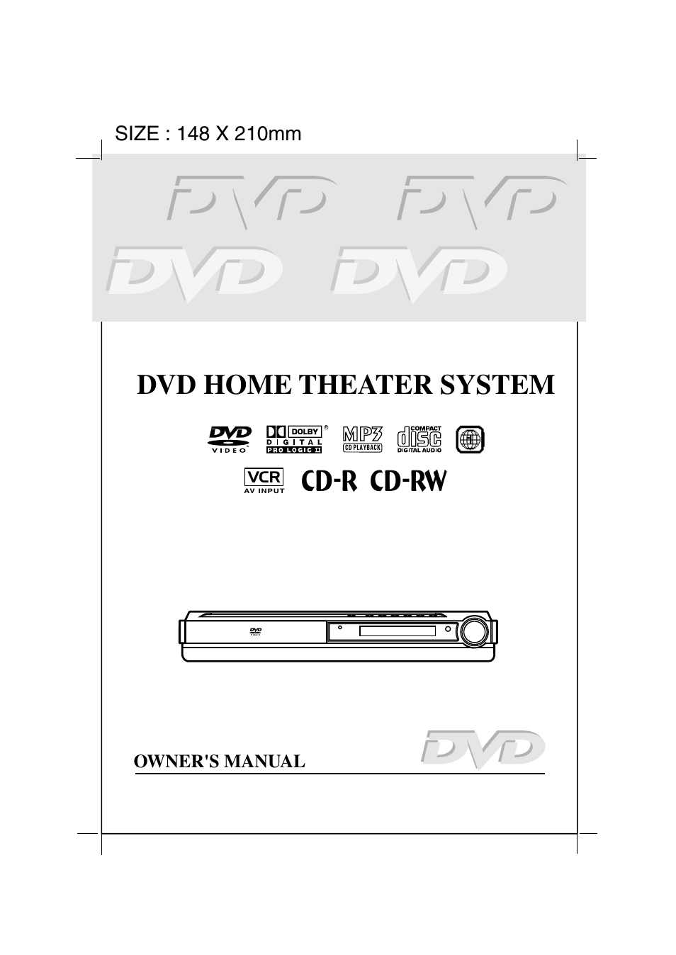 Audiovox DVD Home Theatre System CD-R/RW CD Playback User Manual | 40 pages