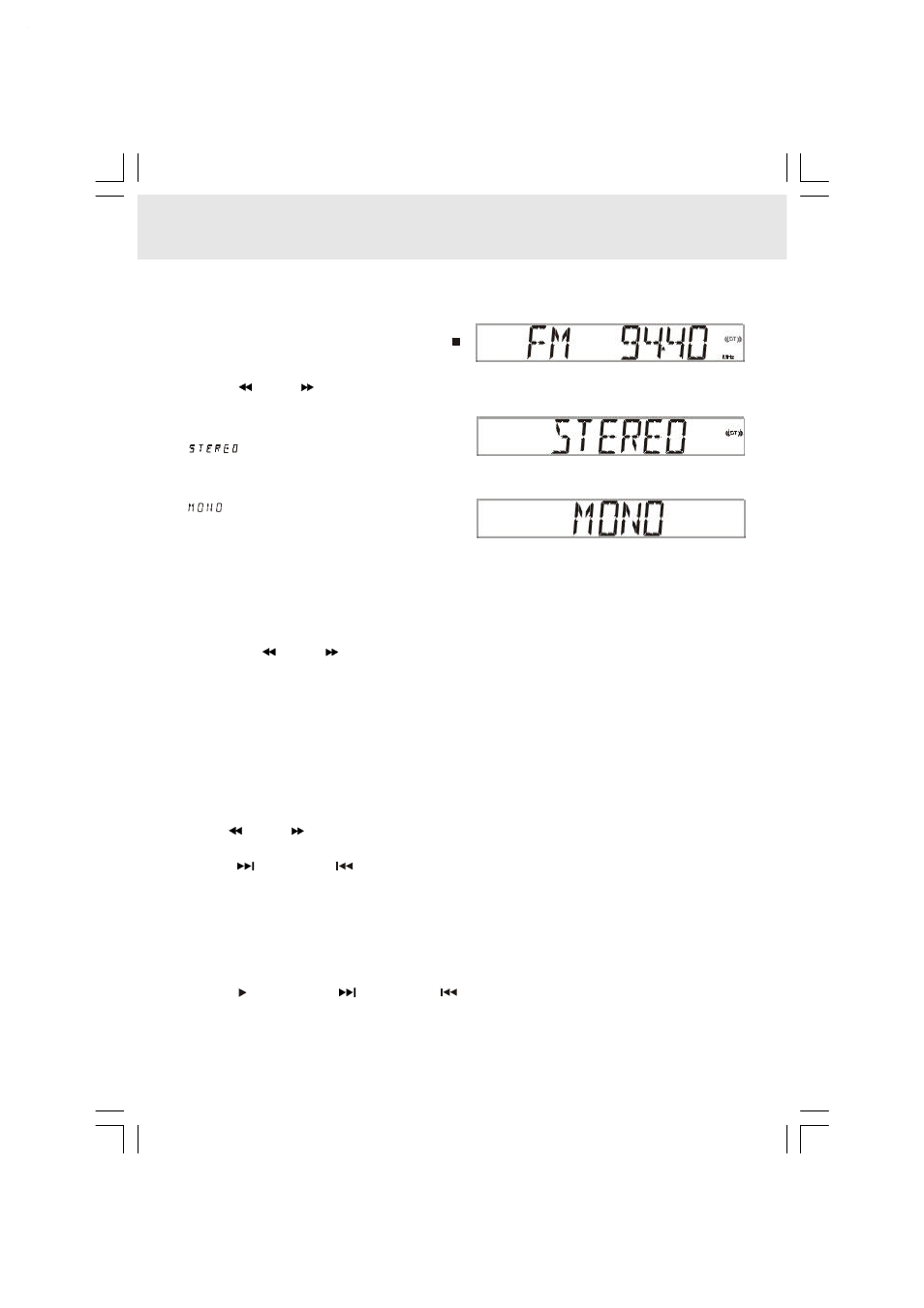 Radio operation, Tuning into a station manually, Presetting stations | Tuning into a preset station, Fm stereo, Weak fm stations | Audiovox DVD Home Theatre System CD-R/RW CD Playback User Manual | Page 29 / 40