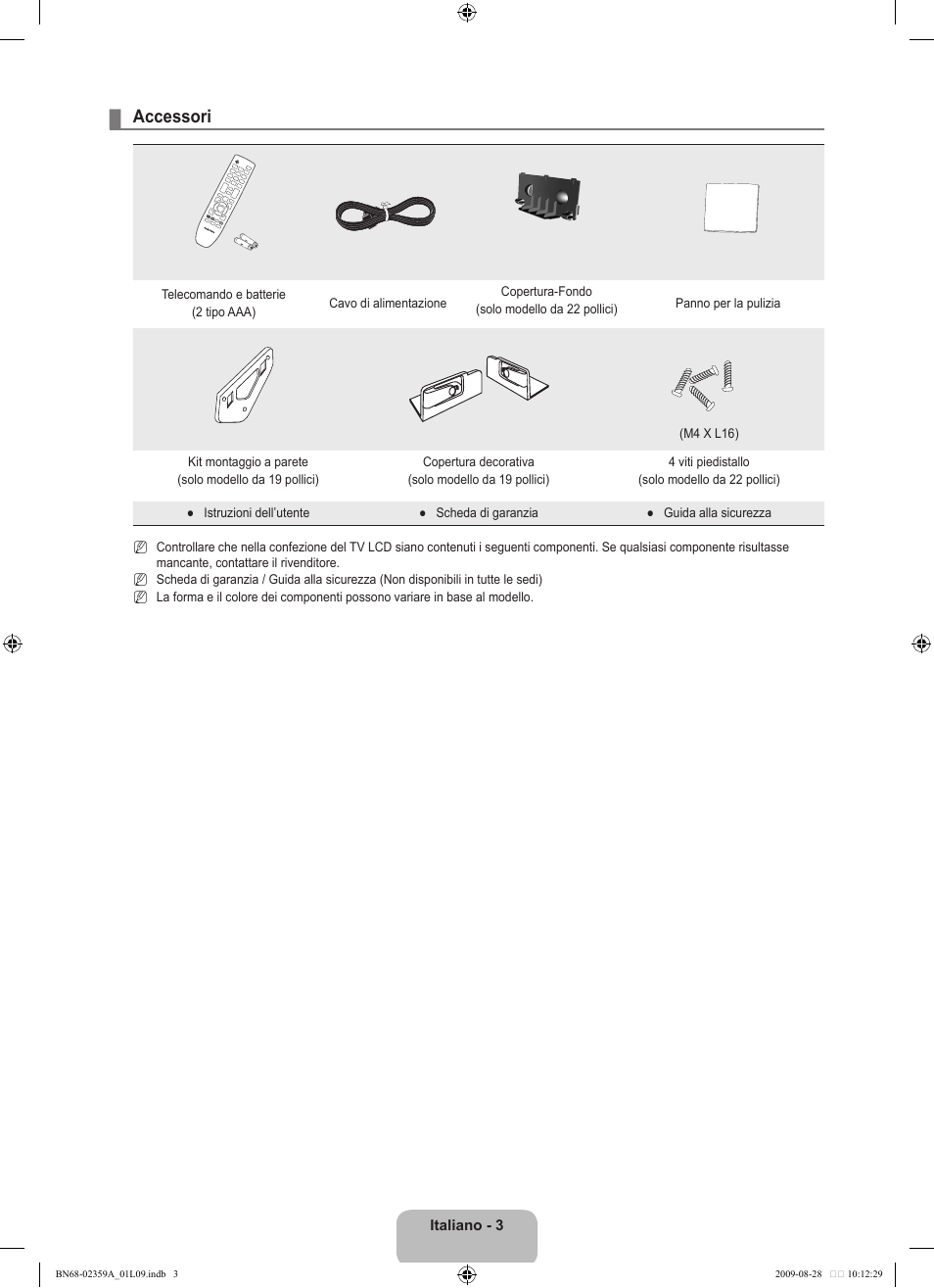 Accessori | Samsung LE19B450C4W User Manual | Page 141 / 318