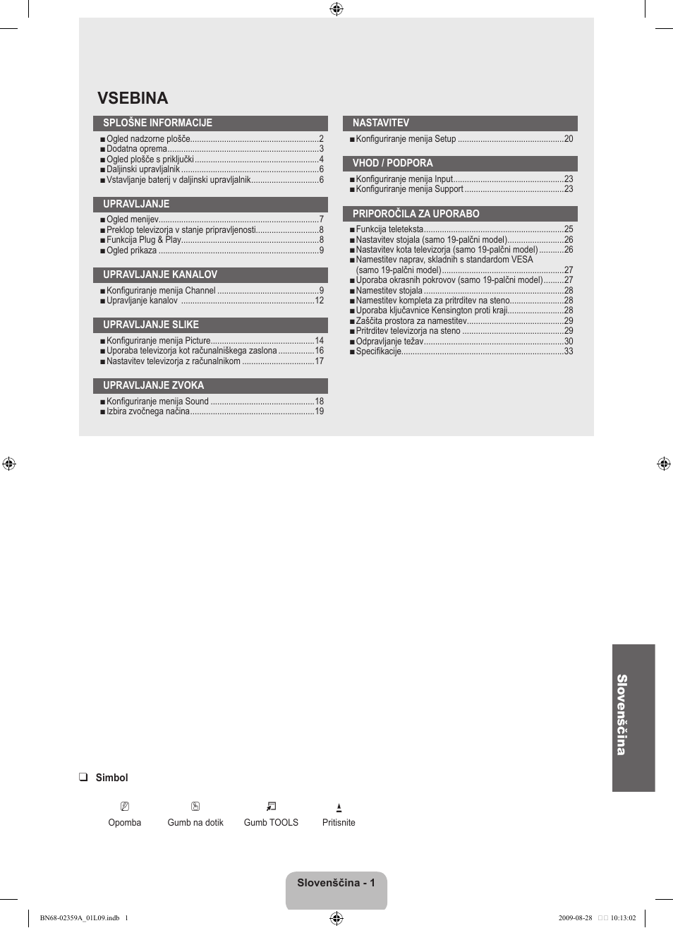 Vsebina, Slo venščina | Samsung LE19B450C4W User Manual | Page 243 / 318