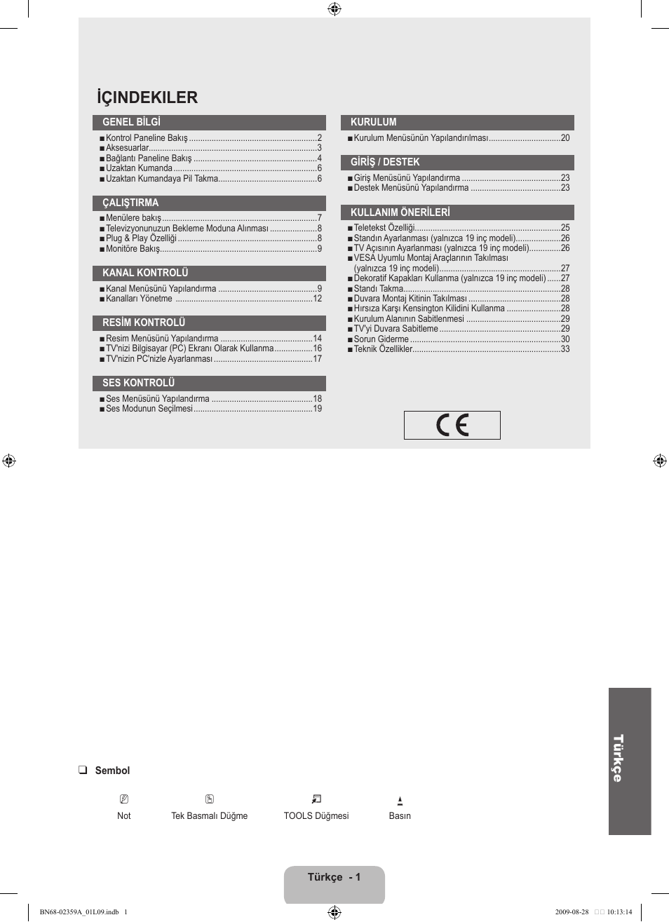 Içindekiler, Tür kçe | Samsung LE19B450C4W User Manual | Page 277 / 318