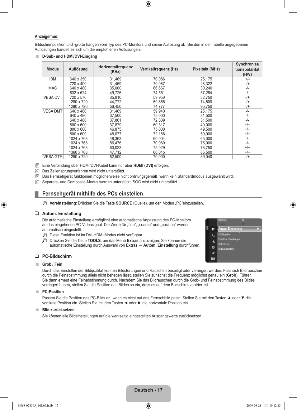 Fernsehgerät mithilfe des pcs einstellen | Samsung LE19B450C4W User Manual | Page 87 / 318