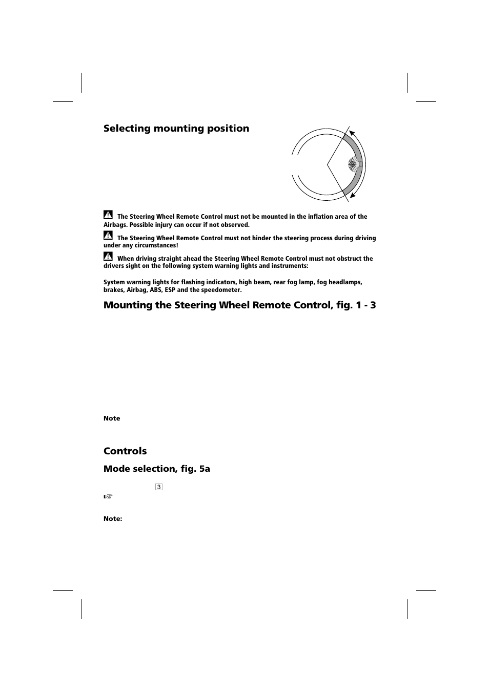 Selecting mounting position, Controls | Audiovox NPSWR User Manual | Page 4 / 6