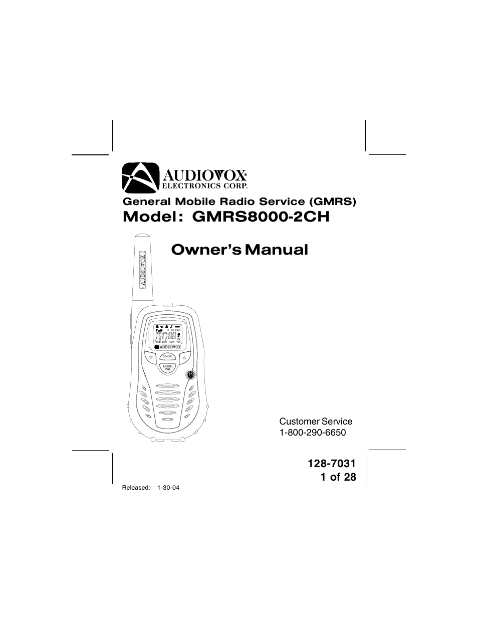 Audiovox 128-7031 User Manual | 28 pages