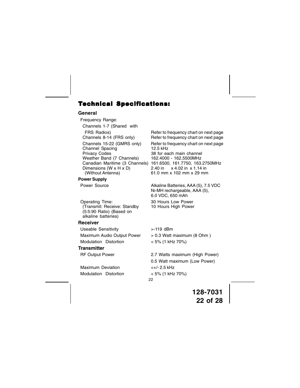 Audiovox 128-7031 User Manual | Page 22 / 28