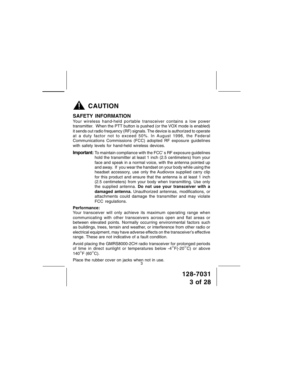 Audiovox 128-7031 User Manual | Page 3 / 28