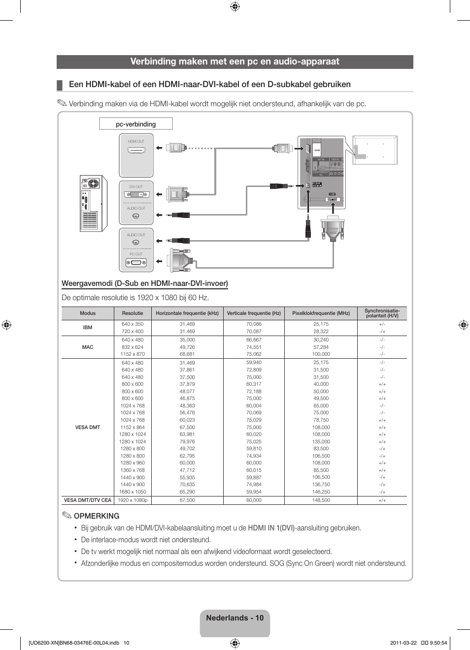 Verbinding maken met een pc en audio-apparaat | Samsung UE37D6200TS User Manual | Page 74 / 86