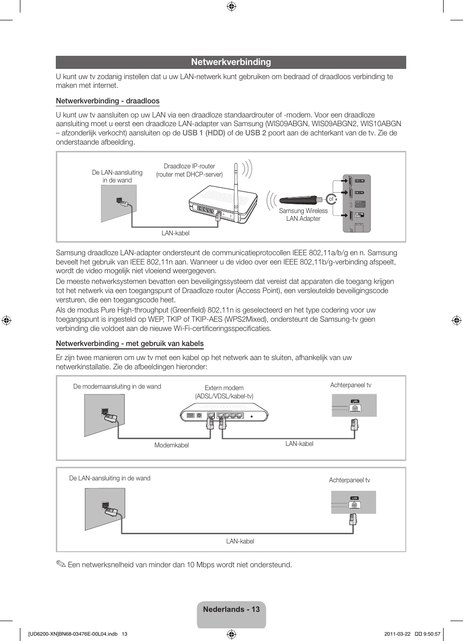 Netwerkverbinding | Samsung UE37D6200TS User Manual | Page 77 / 86