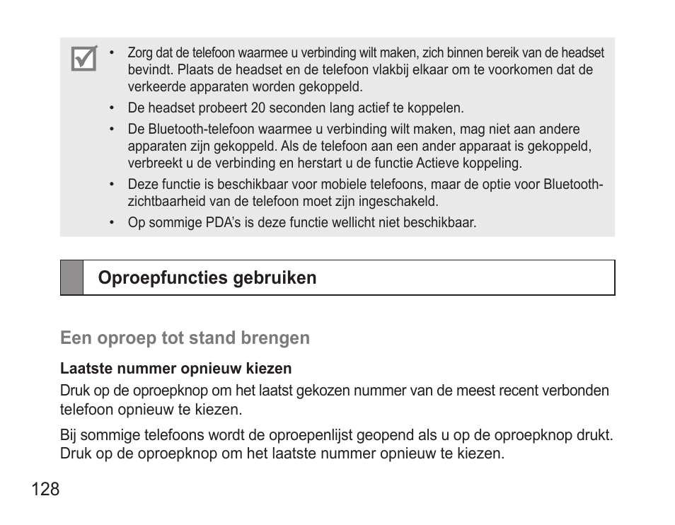 Oproepfuncties gebruiken | Samsung BHM3500 User Manual | Page 131 / 143