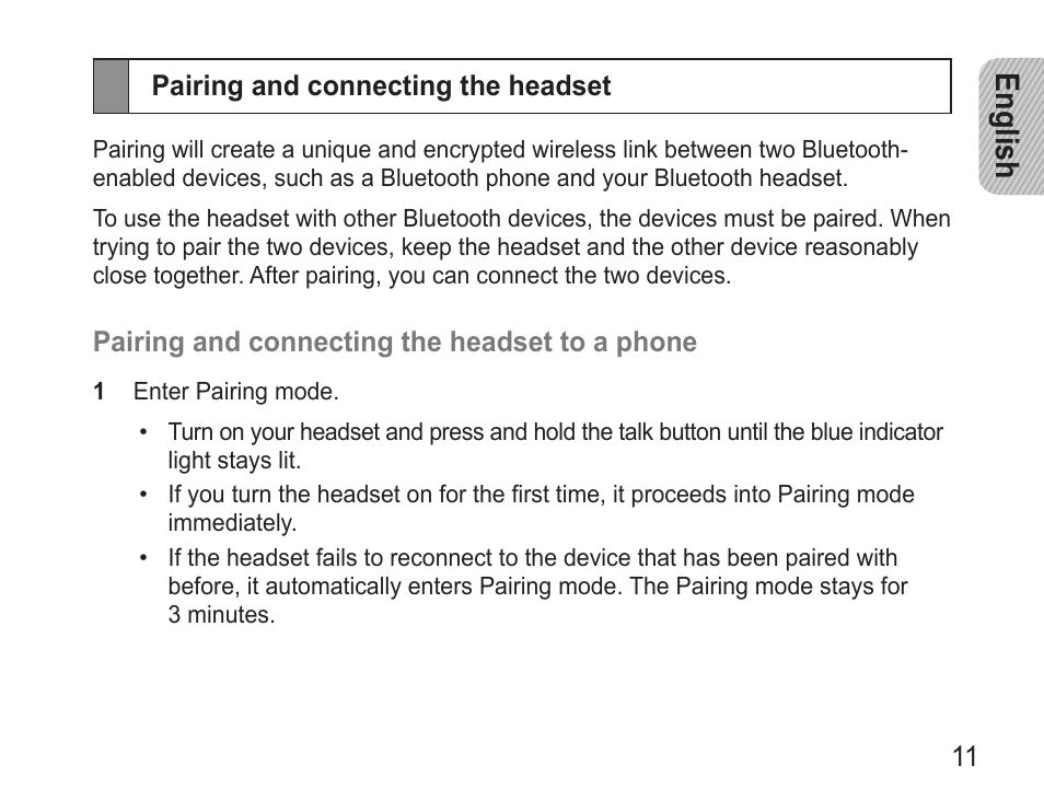 Pairing and connecting the headset, English | Samsung BHM3500 User Manual | Page 14 / 143