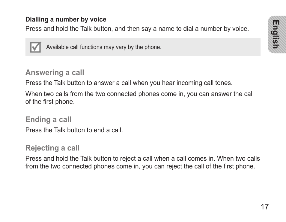 English | Samsung BHM3500 User Manual | Page 20 / 143