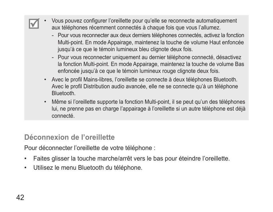 Déconnexion.de.l’oreillette | Samsung BHM3500 User Manual | Page 45 / 143