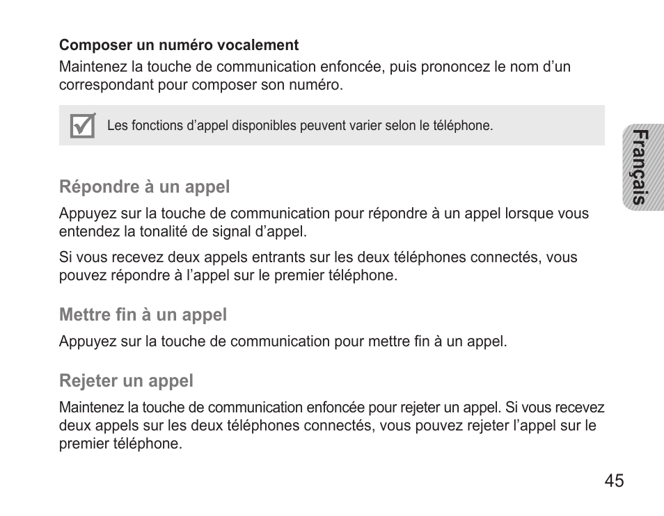 Français | Samsung BHM3500 User Manual | Page 48 / 143