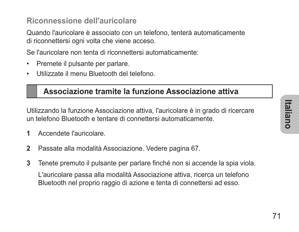 Italiano | Samsung BHM3500 User Manual | Page 74 / 143