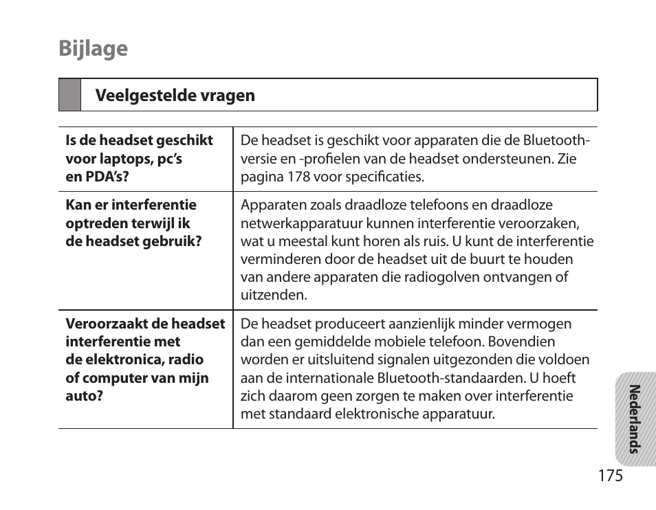 Bijlage, Veelgestelde vragen | Samsung BHS6000 User Manual | Page 177 / 184