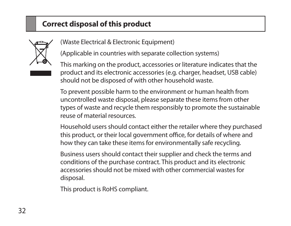 Correct disposal of this product | Samsung BHS6000 User Manual | Page 34 / 184