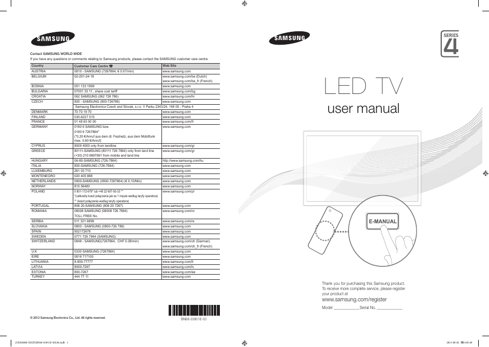 Samsung UE32EH4000W User Manual | 49 pages