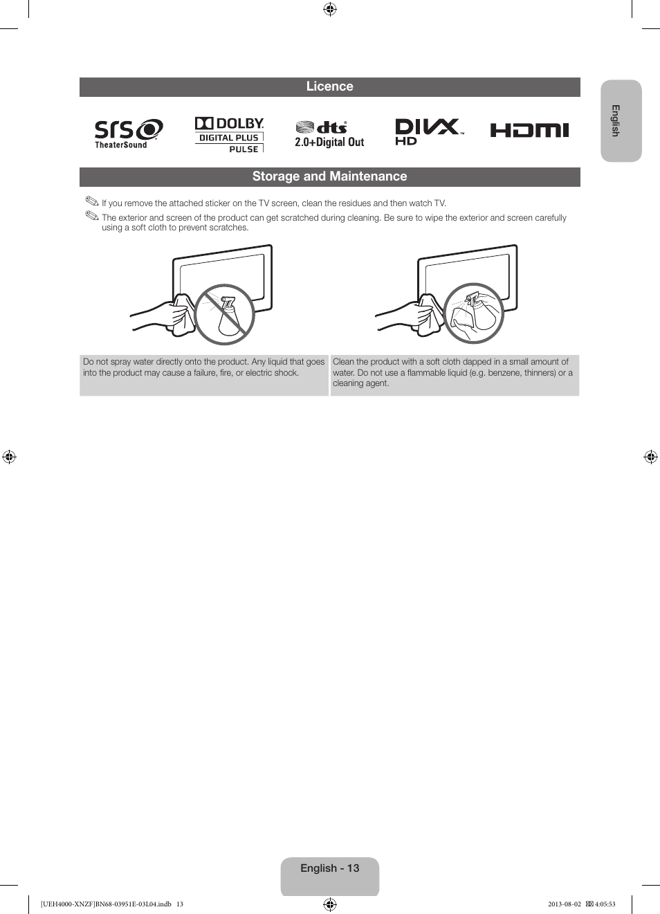 Samsung UE32EH4000W User Manual | Page 13 / 49