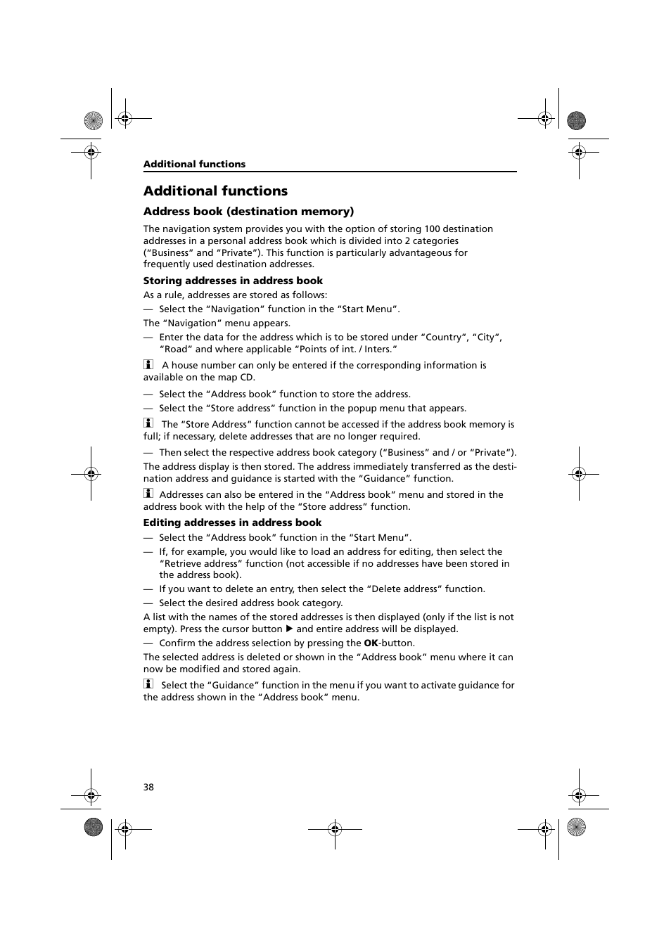 Additional functions | Audiovox NPC5000 User Manual | Page 38 / 105