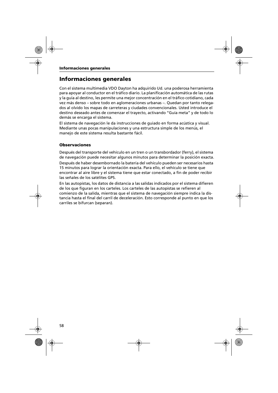 Informaciones generales | Audiovox NPC5000 User Manual | Page 58 / 105