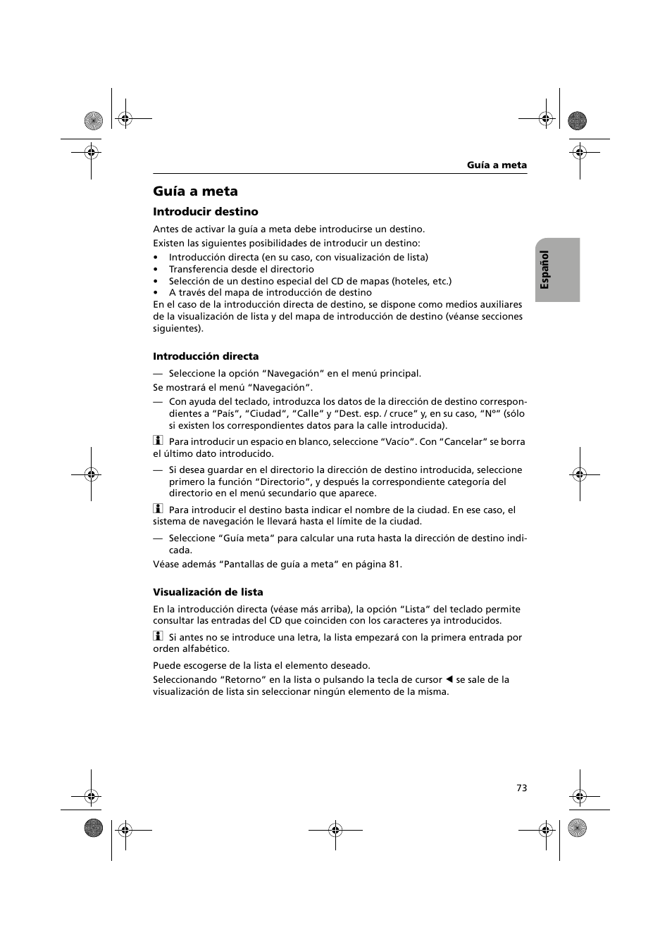 Guía a meta | Audiovox NPC5000 User Manual | Page 73 / 105