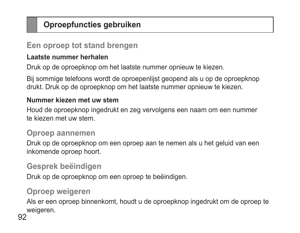 Oproepfuncties gebruiken | Samsung WEP570 User Manual | Page 95 / 103