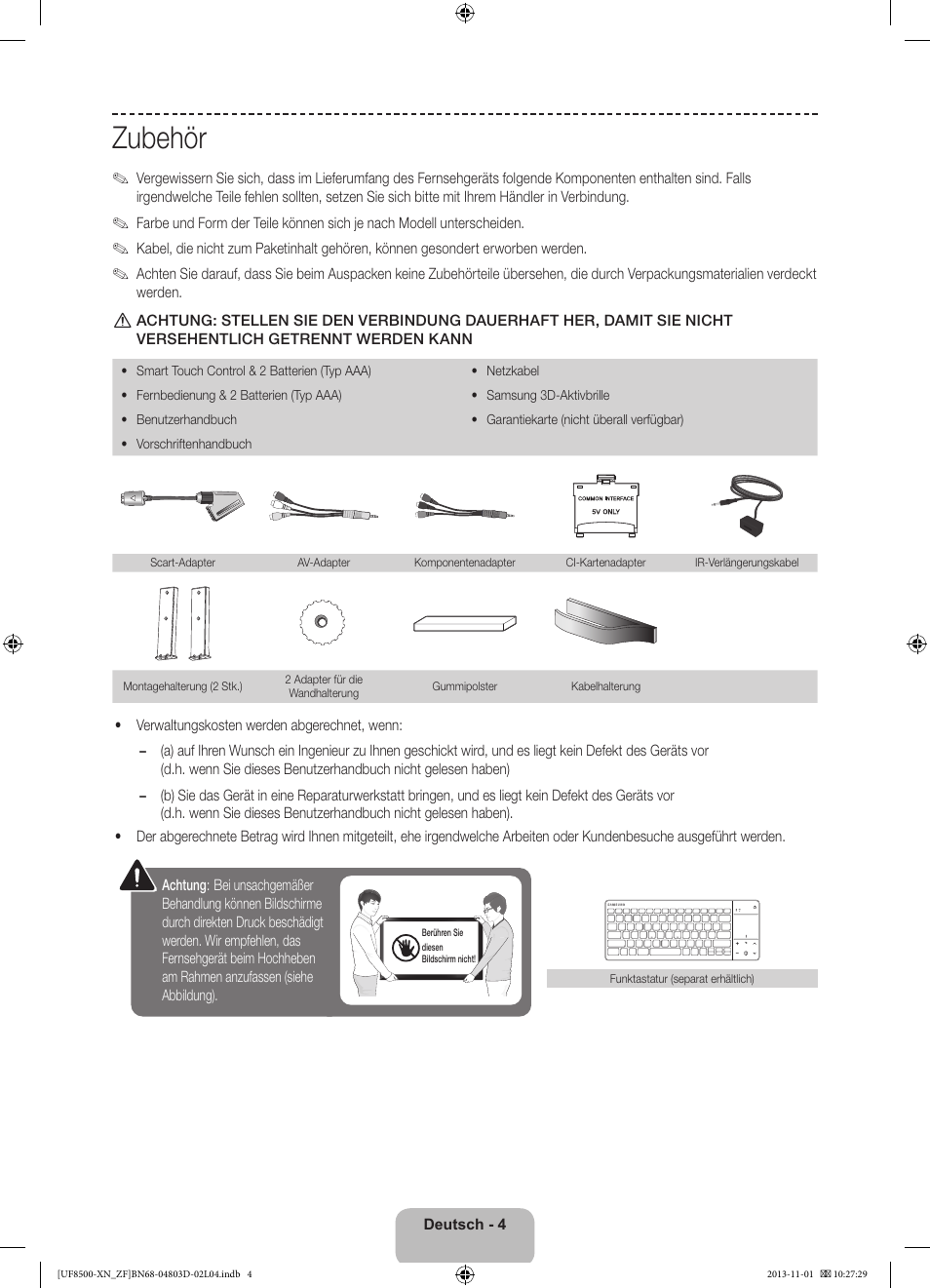 Zubehör | Samsung UE55F8500SL User Manual | Page 52 / 97