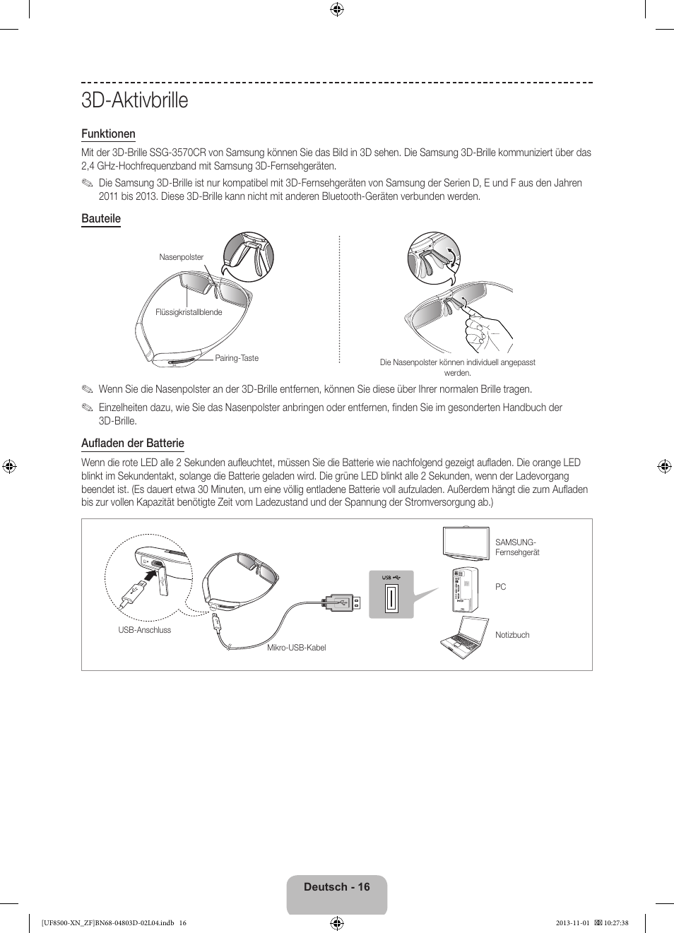 3d-aktivbrille | Samsung UE55F8500SL User Manual | Page 64 / 97