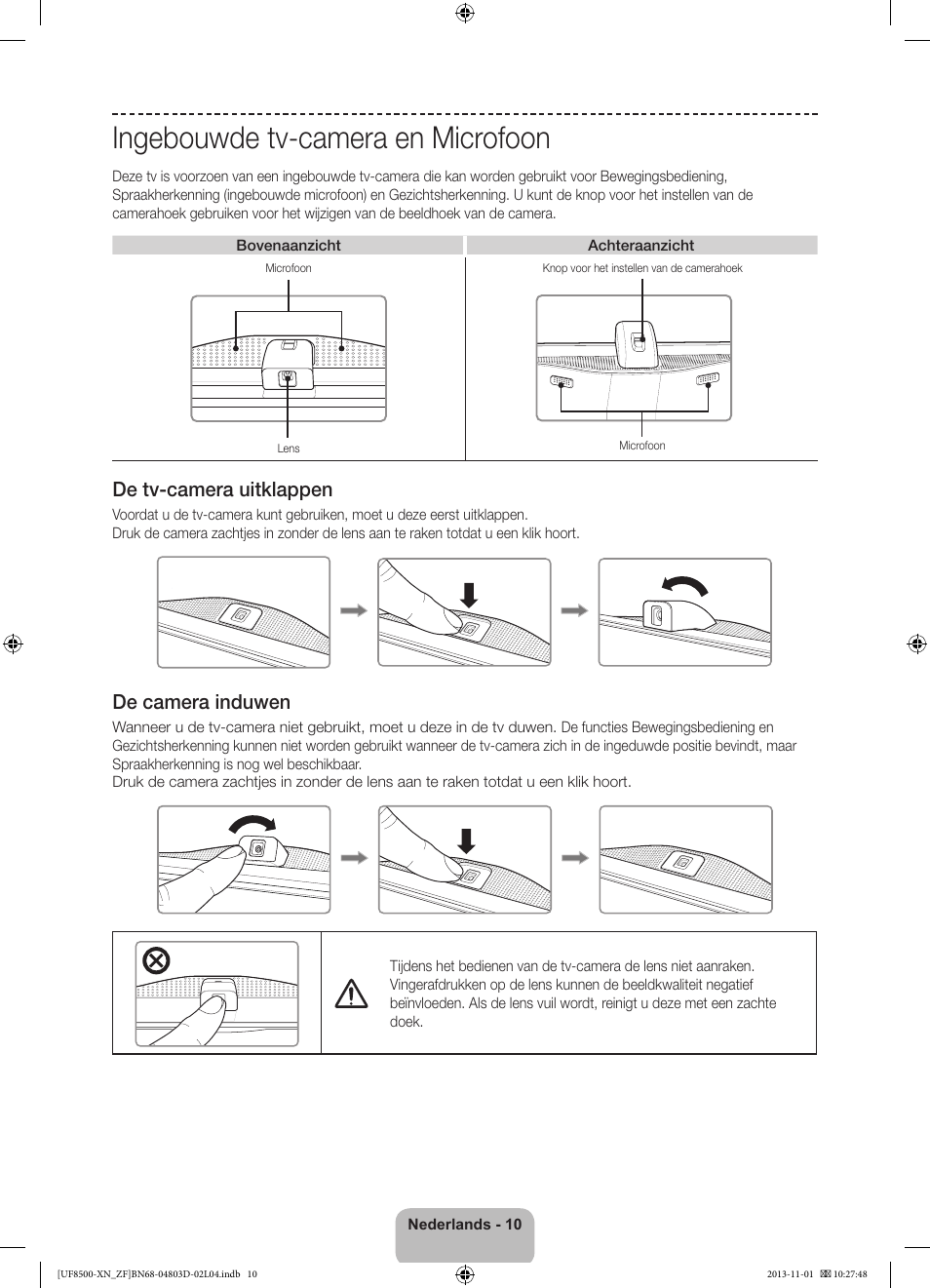 Ingebouwde tv-camera en microfoon, 경고 주의 경고 주의 | Samsung UE55F8500SL User Manual | Page 82 / 97