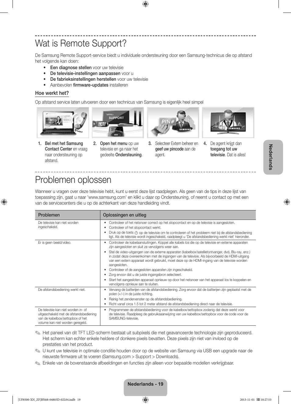 Wat is remote support, Problemen oplossen | Samsung UE55F8500SL User Manual | Page 91 / 97