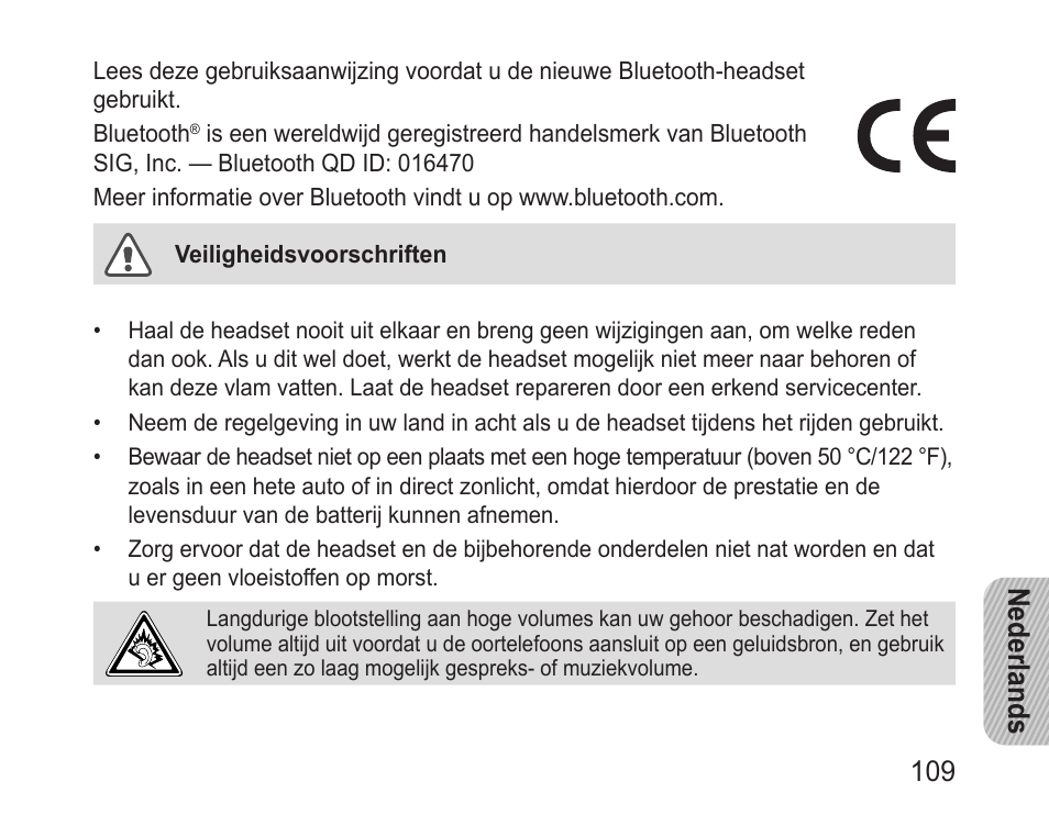 Nederlands 109 | Samsung BHM3200 User Manual | Page 111 / 135