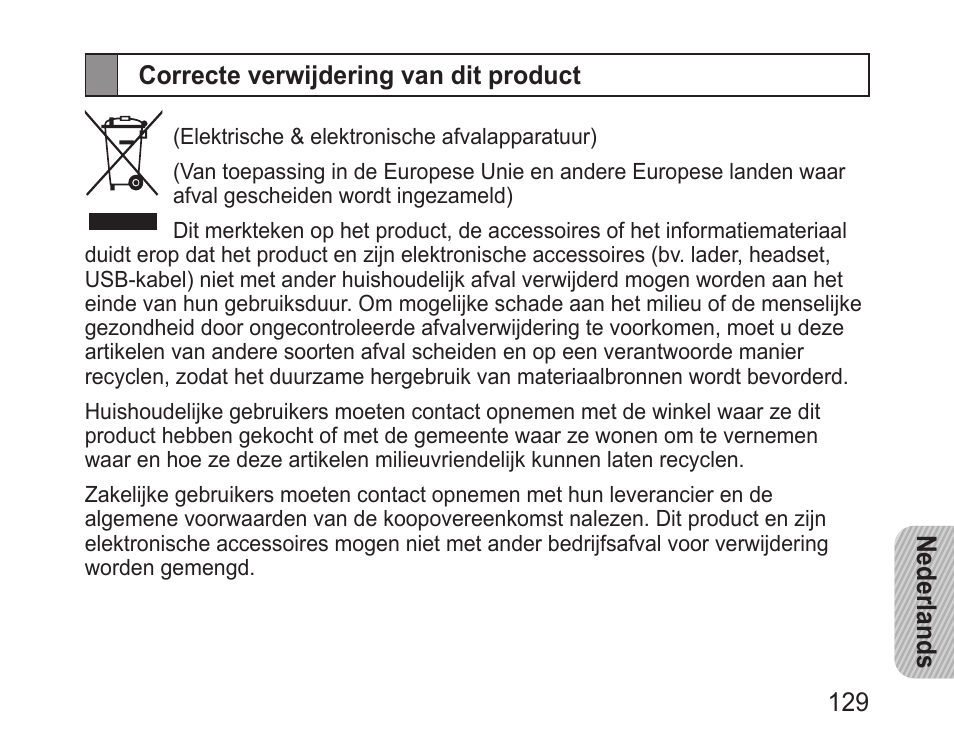 Correcte verwijdering van dit product | Samsung BHM3200 User Manual | Page 131 / 135