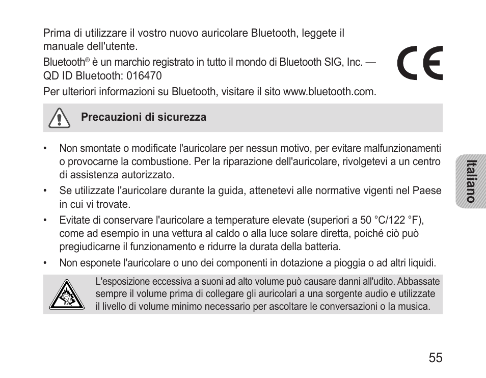 Italiano 55 | Samsung BHM3200 User Manual | Page 57 / 135