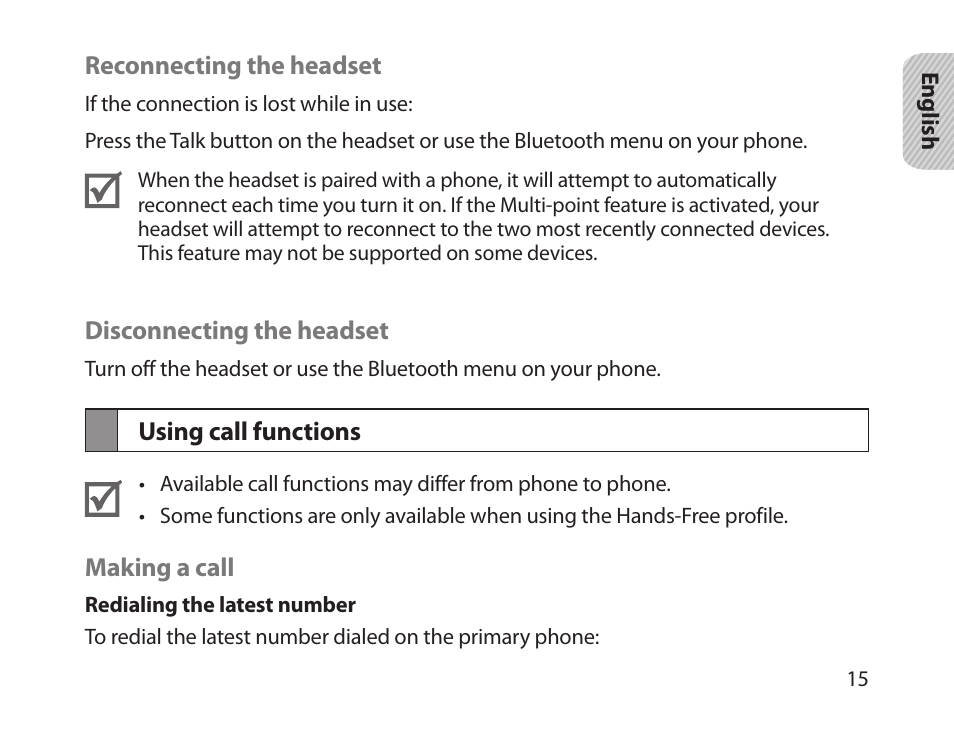 Using call functions | Samsung HM1800 User Manual | Page 18 / 135