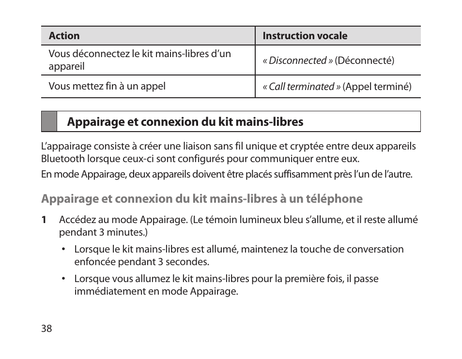 Appairage et connexion du kit mains-libres | Samsung HM1800 User Manual | Page 41 / 135