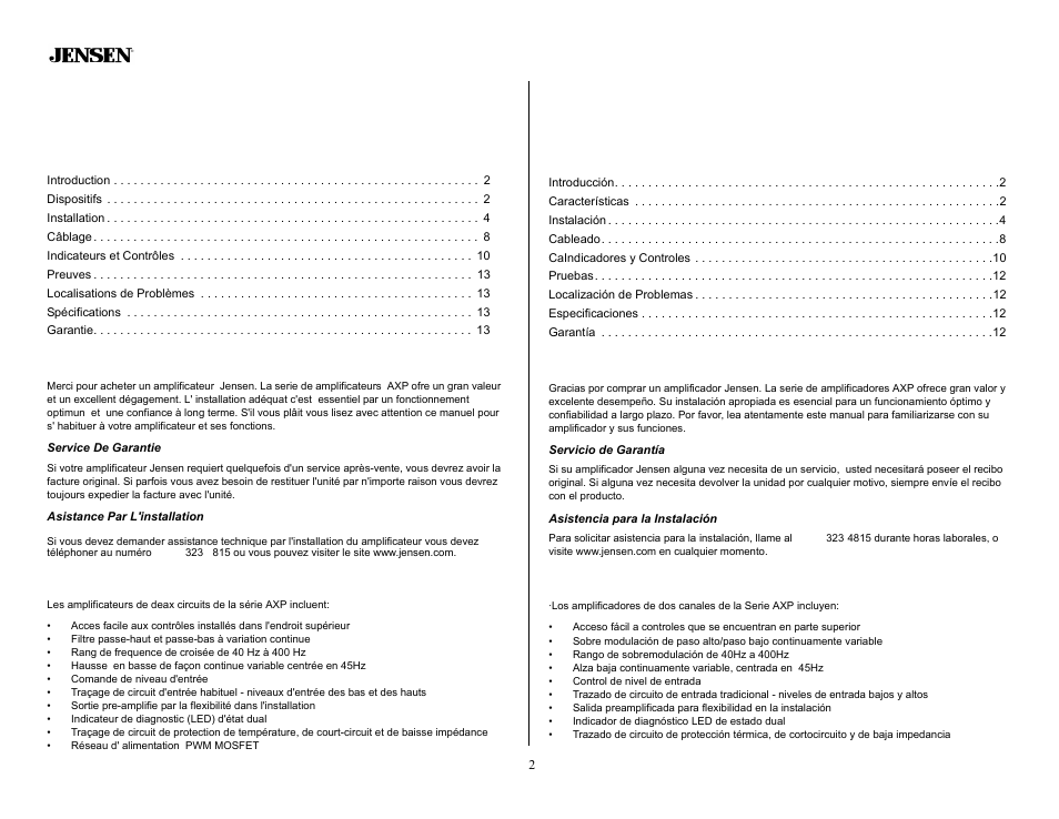Audiovox A34XP User Manual | Page 2 / 13